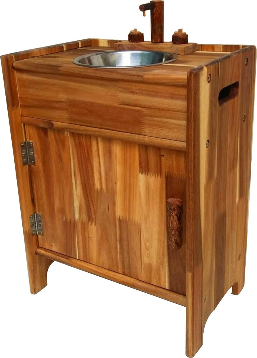 Natural Wooden Sink with Stainless Steel Vanity