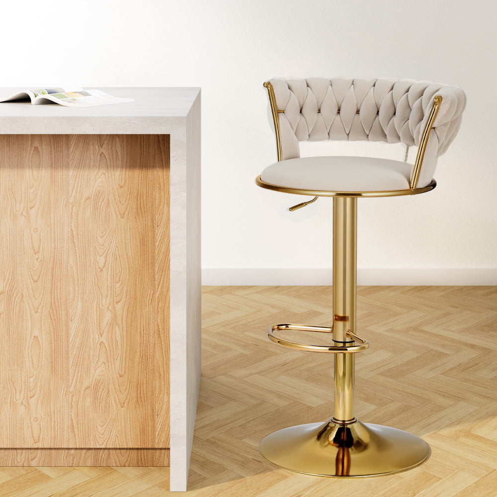 Artiss Vivien Velvet Bar Stools - Gas Lift