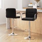 Artiss Adjustable Leather Bar Stools with Armrests