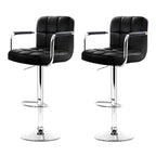 Artiss Adjustable Leather Bar Stools with Armrests