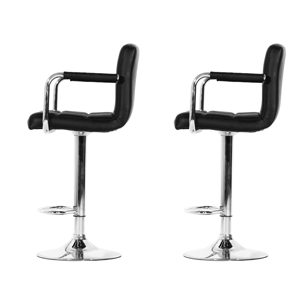 Artiss Adjustable Leather Bar Stools with Armrests