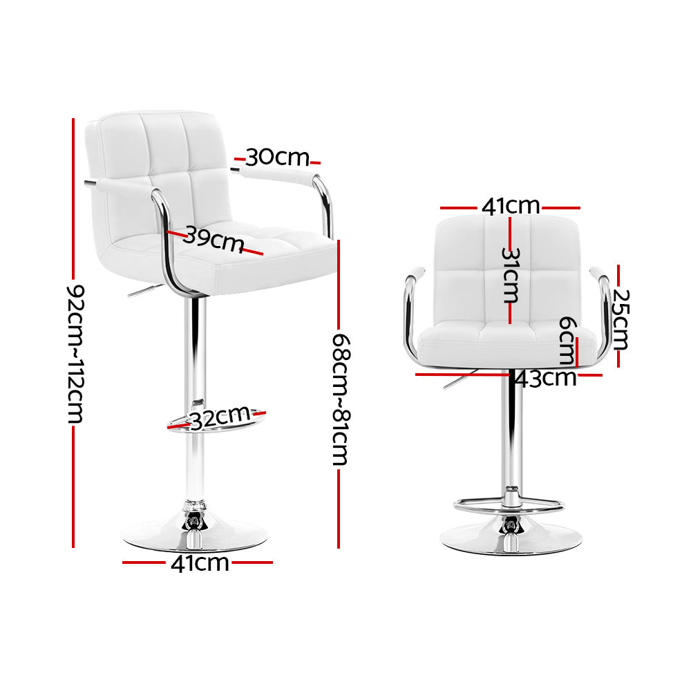 Artiss Adjustable Leather Bar Stools with Armrests