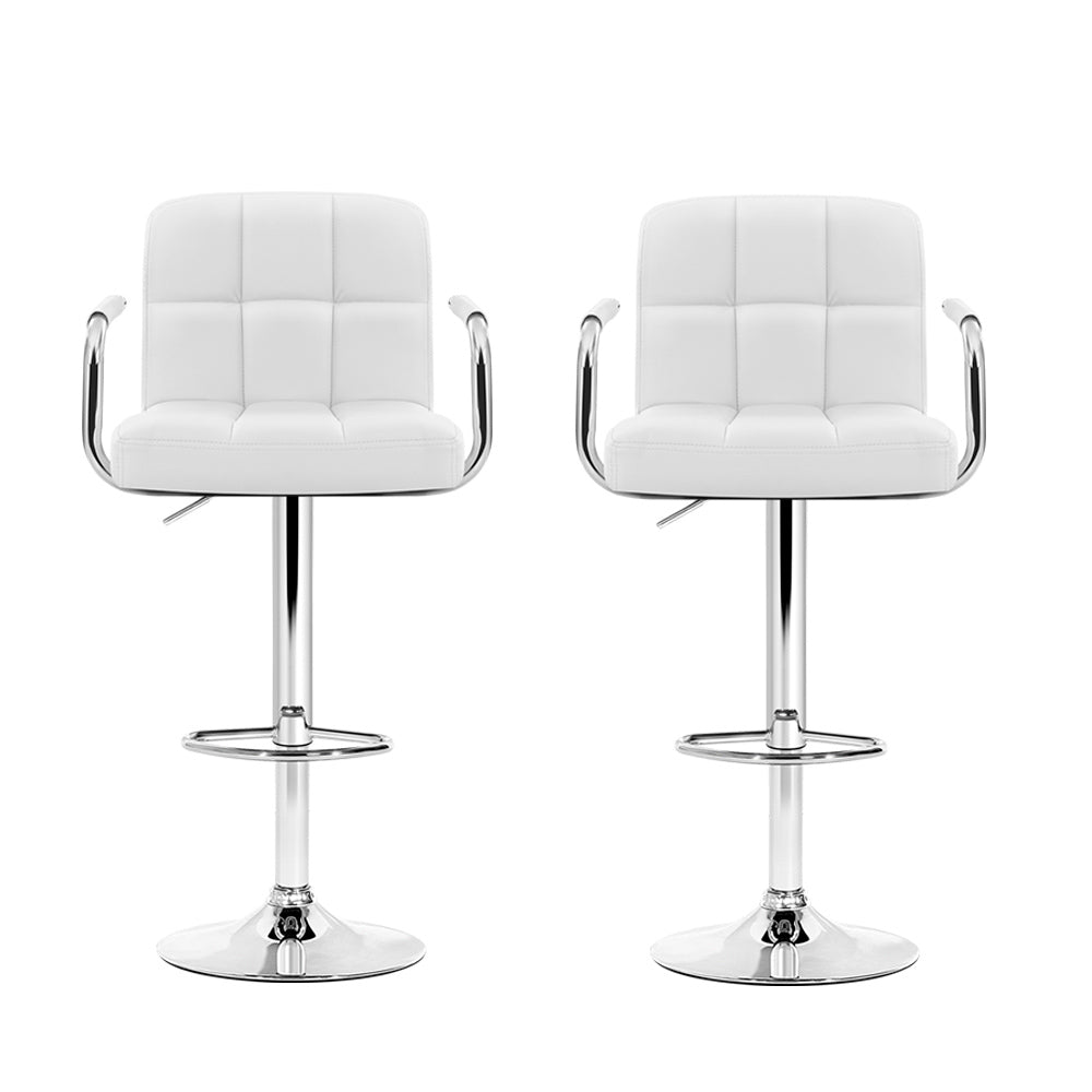 Artiss Adjustable Leather Bar Stools with Armrests