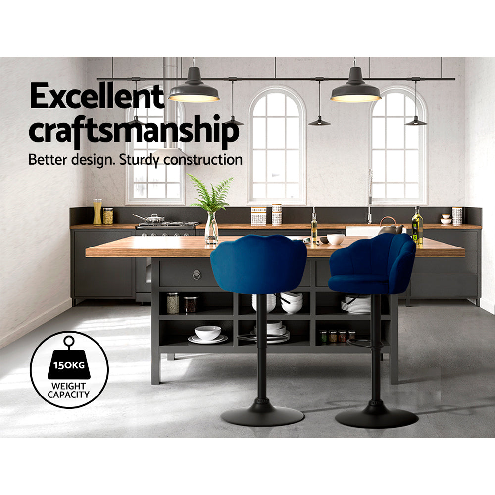 Elegant Velvet Adjustable Bar Stools Set