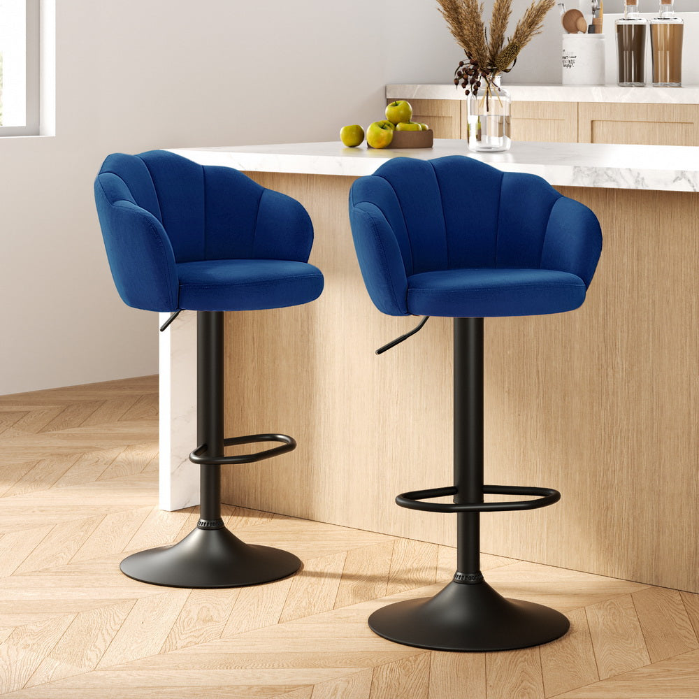 Elegant Velvet Adjustable Bar Stools Set