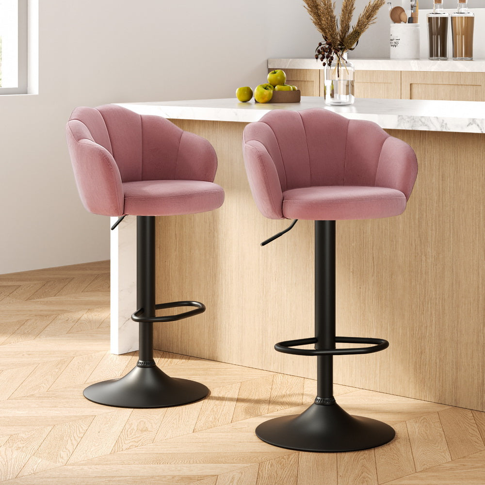 Elegant Velvet Adjustable Bar Stools Set