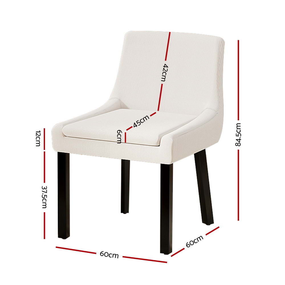 Corduroy Dining Chairs Set of 4 - Beige