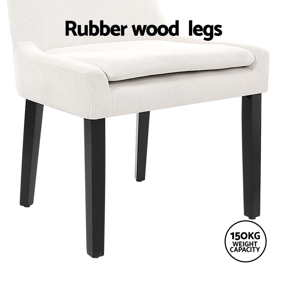 Corduroy Dining Chairs Set of 4 - Beige