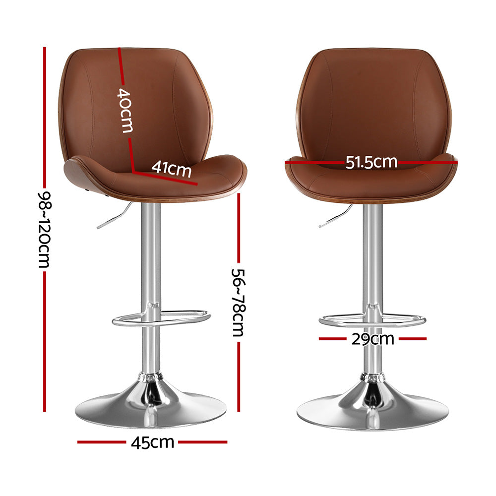 Artiss Adjustable Brown Leather Bar Stool