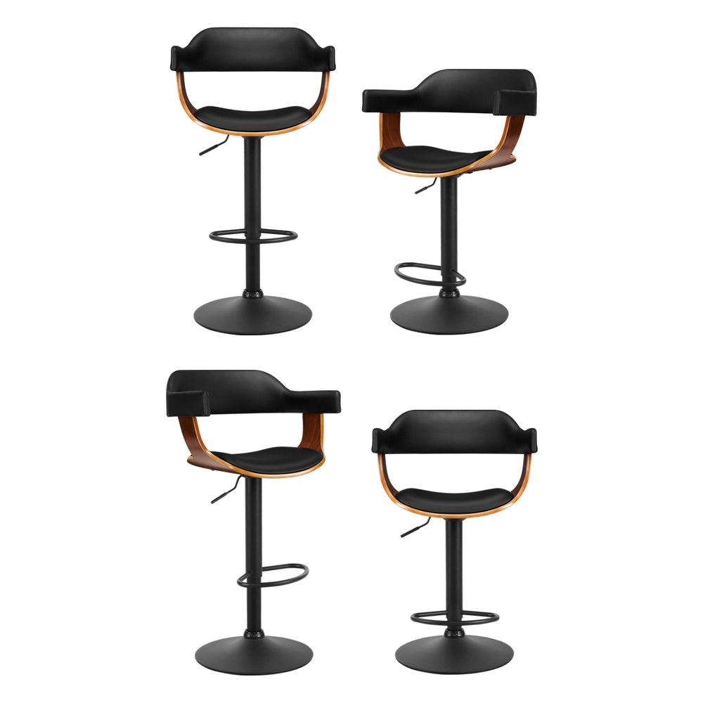 Artiss Black Gas Lift Bar Stools with Armrests