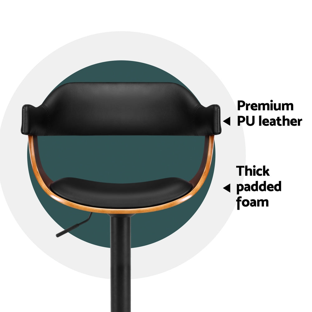 Artiss Black Gas Lift Bar Stools with Armrests