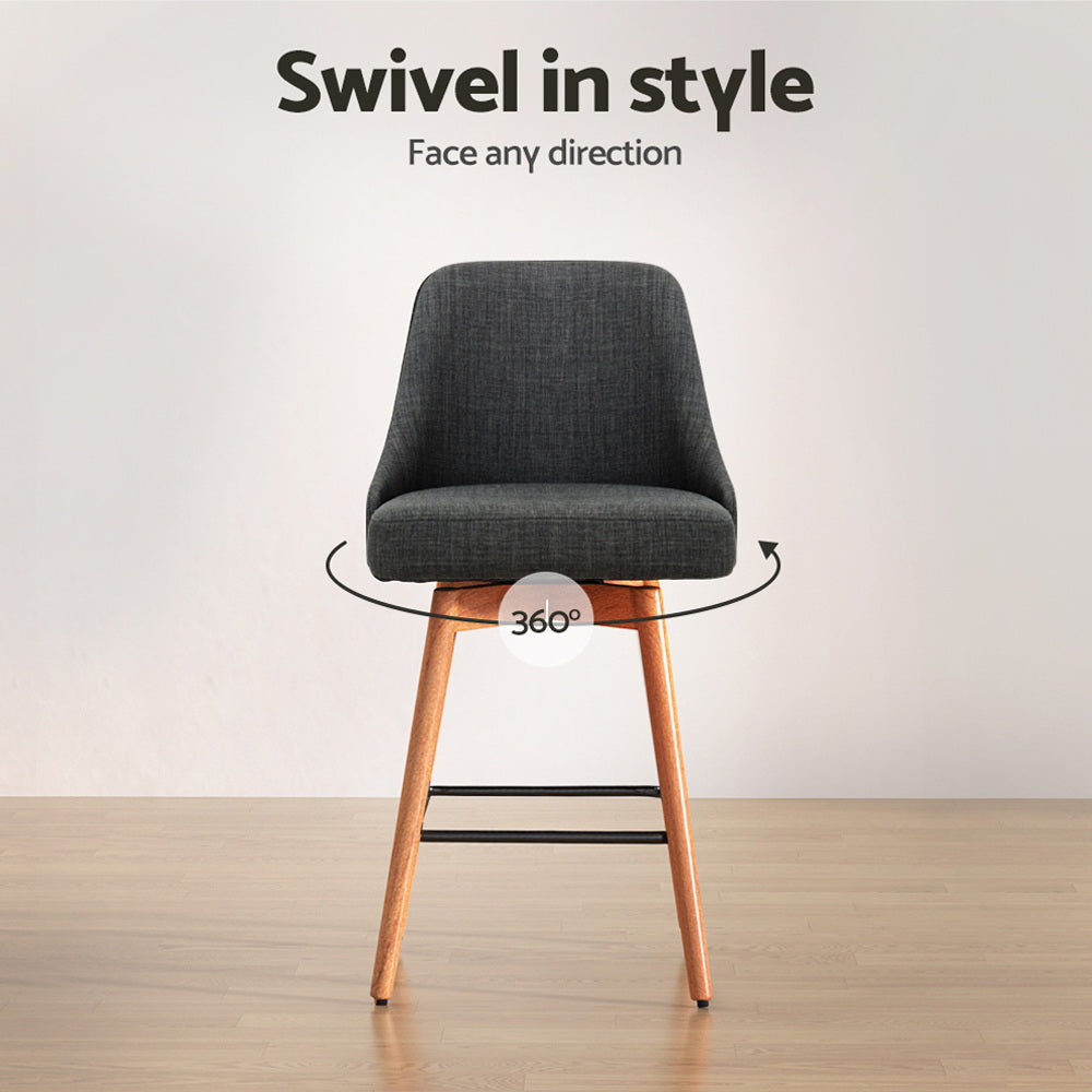 Artiss Swivel Bar Stools with Wooden Legs