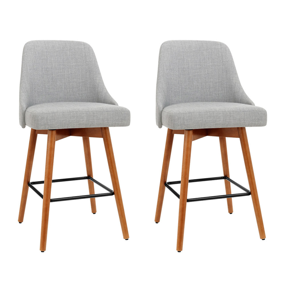 Artiss Swivel Bar Stools with Wooden Legs