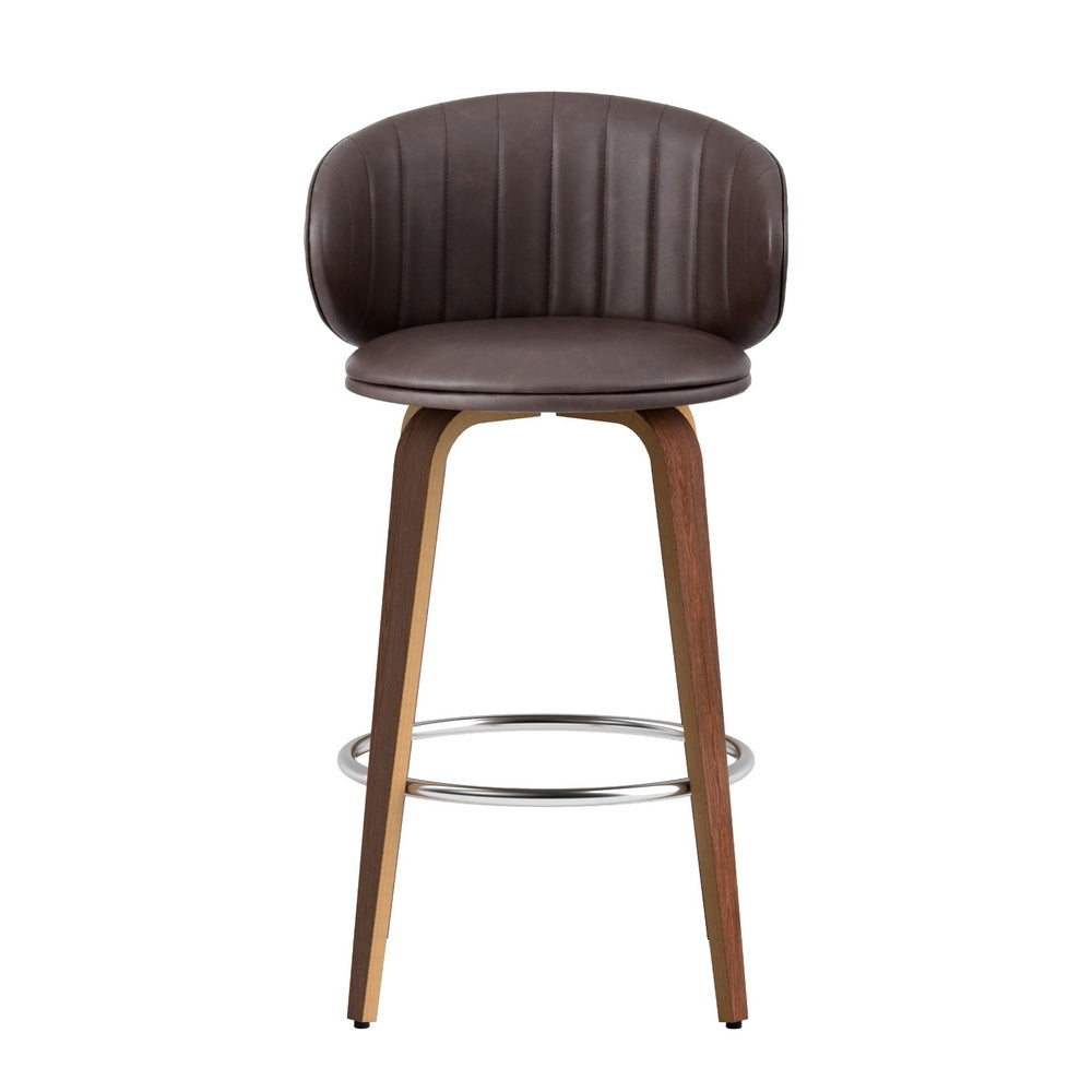 Artiss Contoured Leather Bar Stools - Set of 2