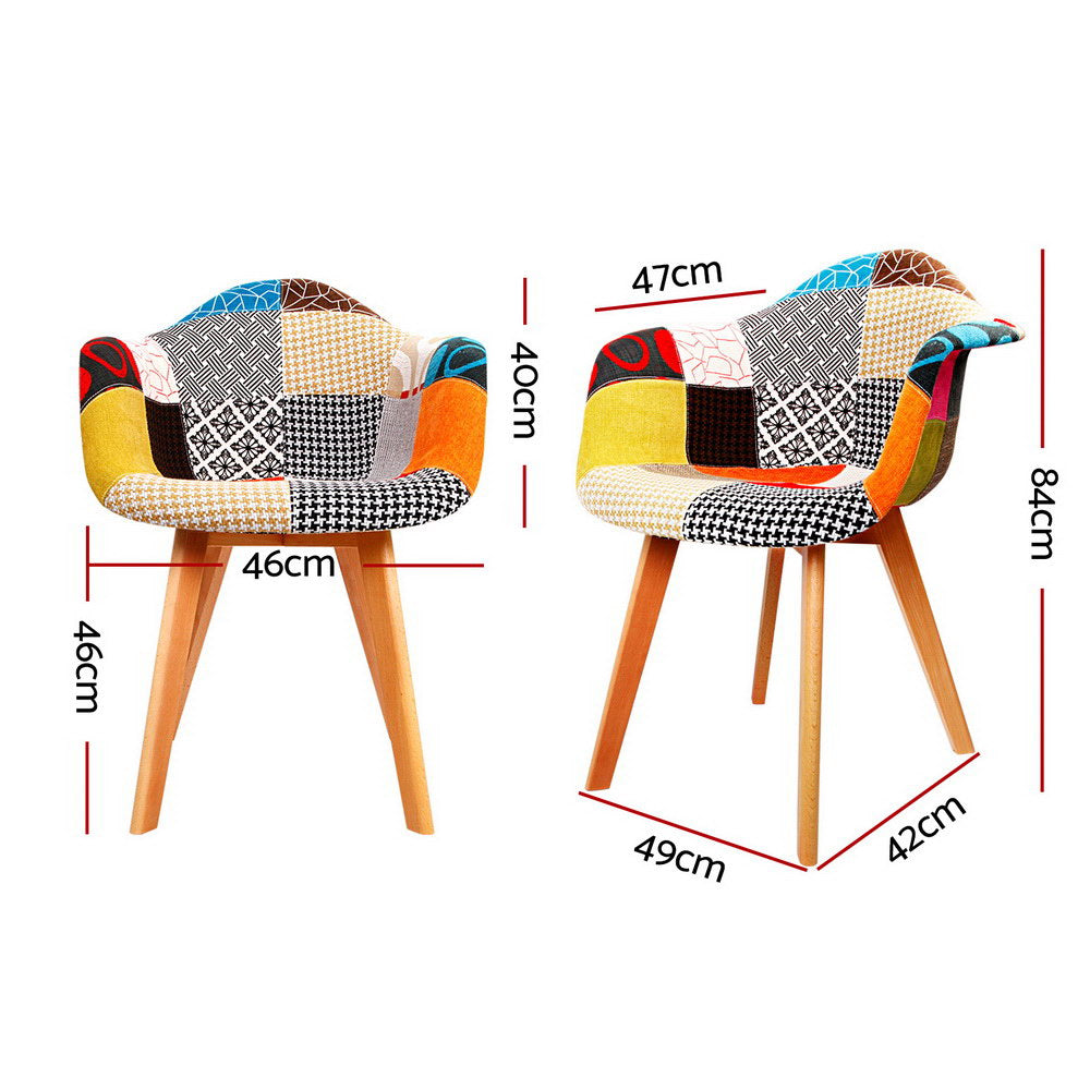 Retro Fabric Dining Chairs Set of 4