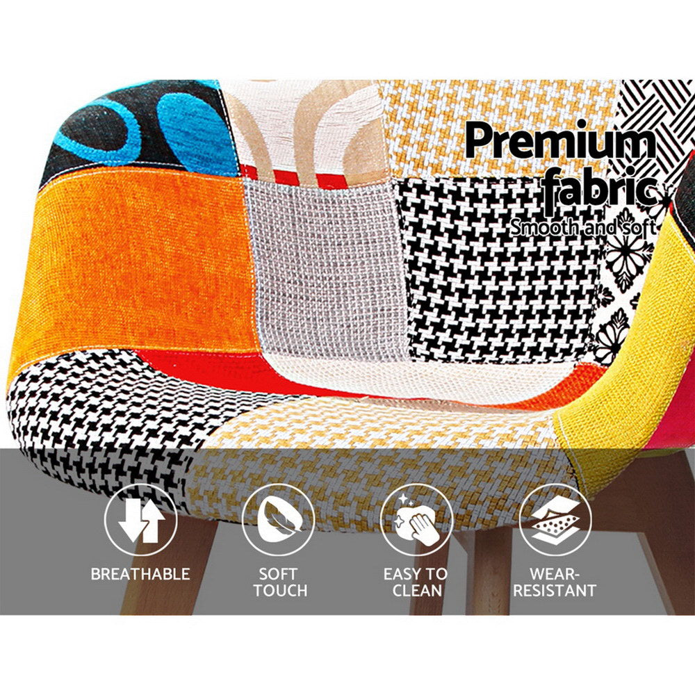 Retro Fabric Dining Chairs Set of 4