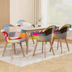 Retro Fabric Dining Chairs Set of 4