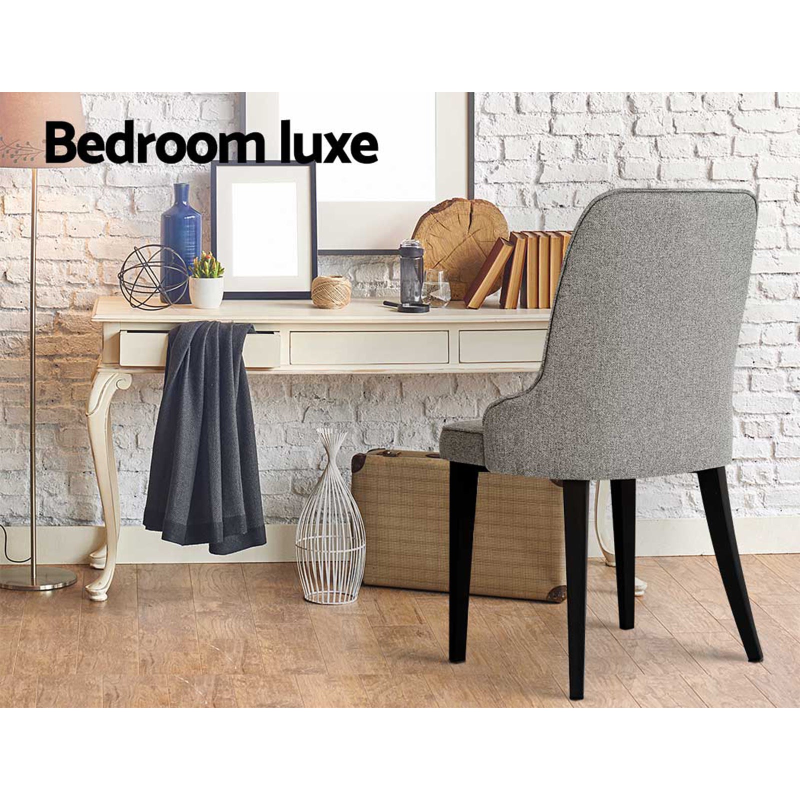 Elegant Grey Linen Dining Chairs Set of 4