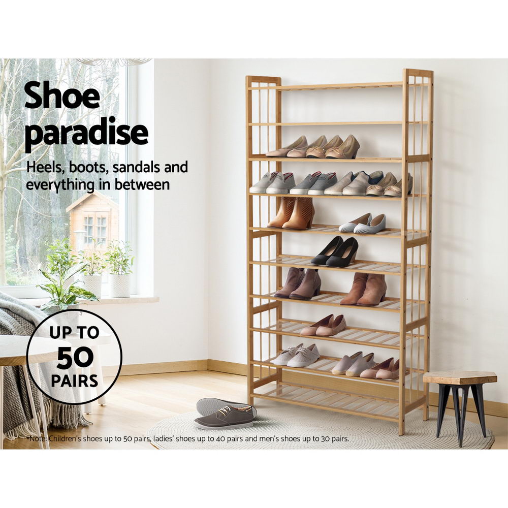 10-Tier Eco-Friendly Bamboo Shoe Rack Cabinet