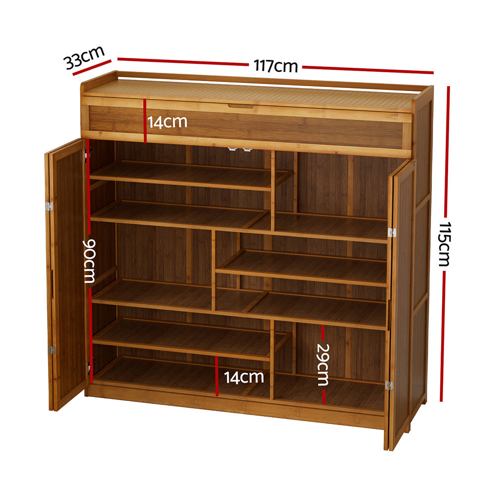 Elegant Bamboo Shoe Rack Cabinet for 30 Pairs