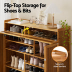 Elegant Bamboo Shoe Rack Cabinet for 30 Pairs