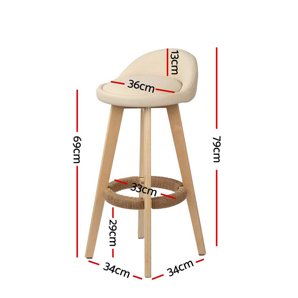 Artiss Padded Wooden Bar Stools - Set of 2