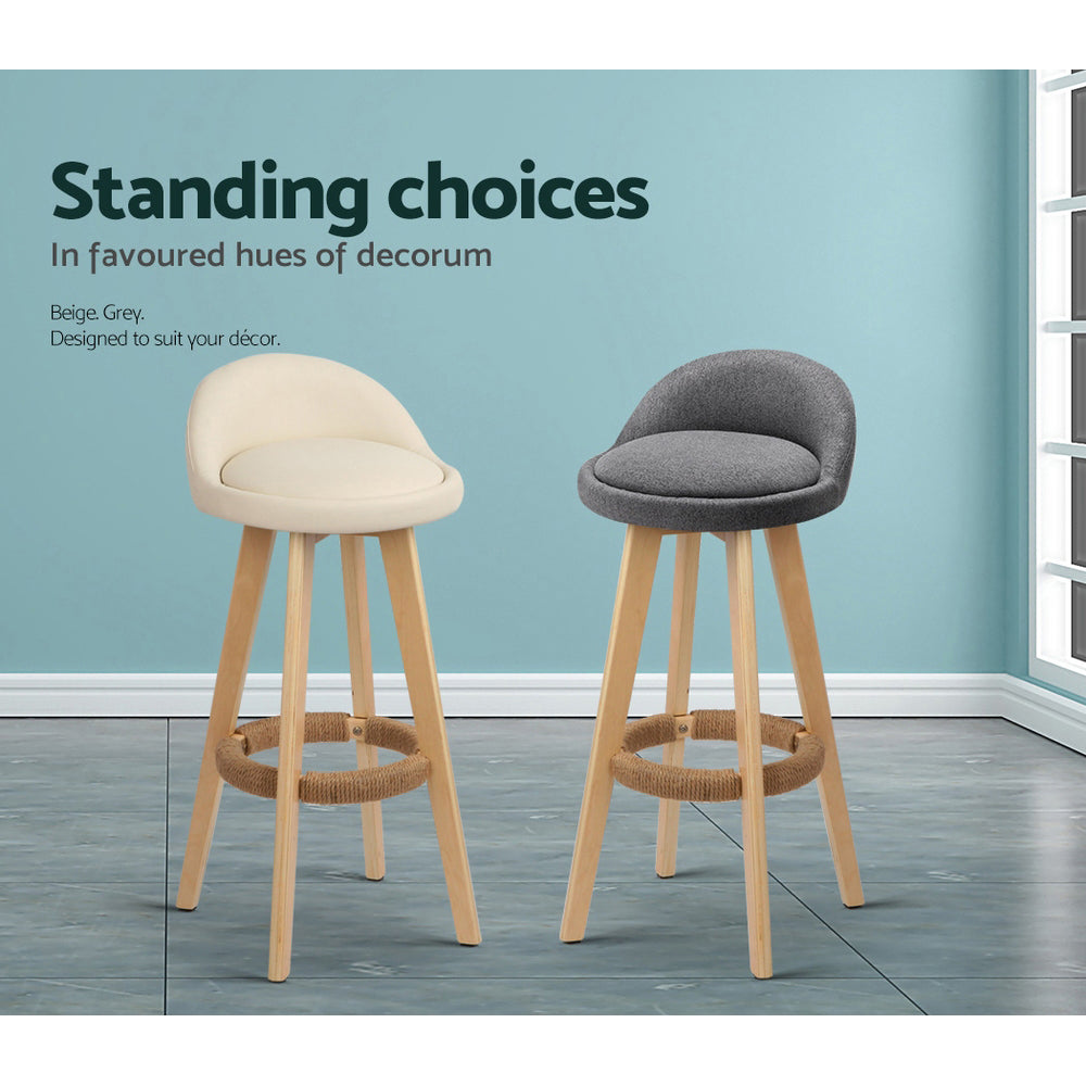 Artiss Padded Wooden Bar Stools - Set of 2