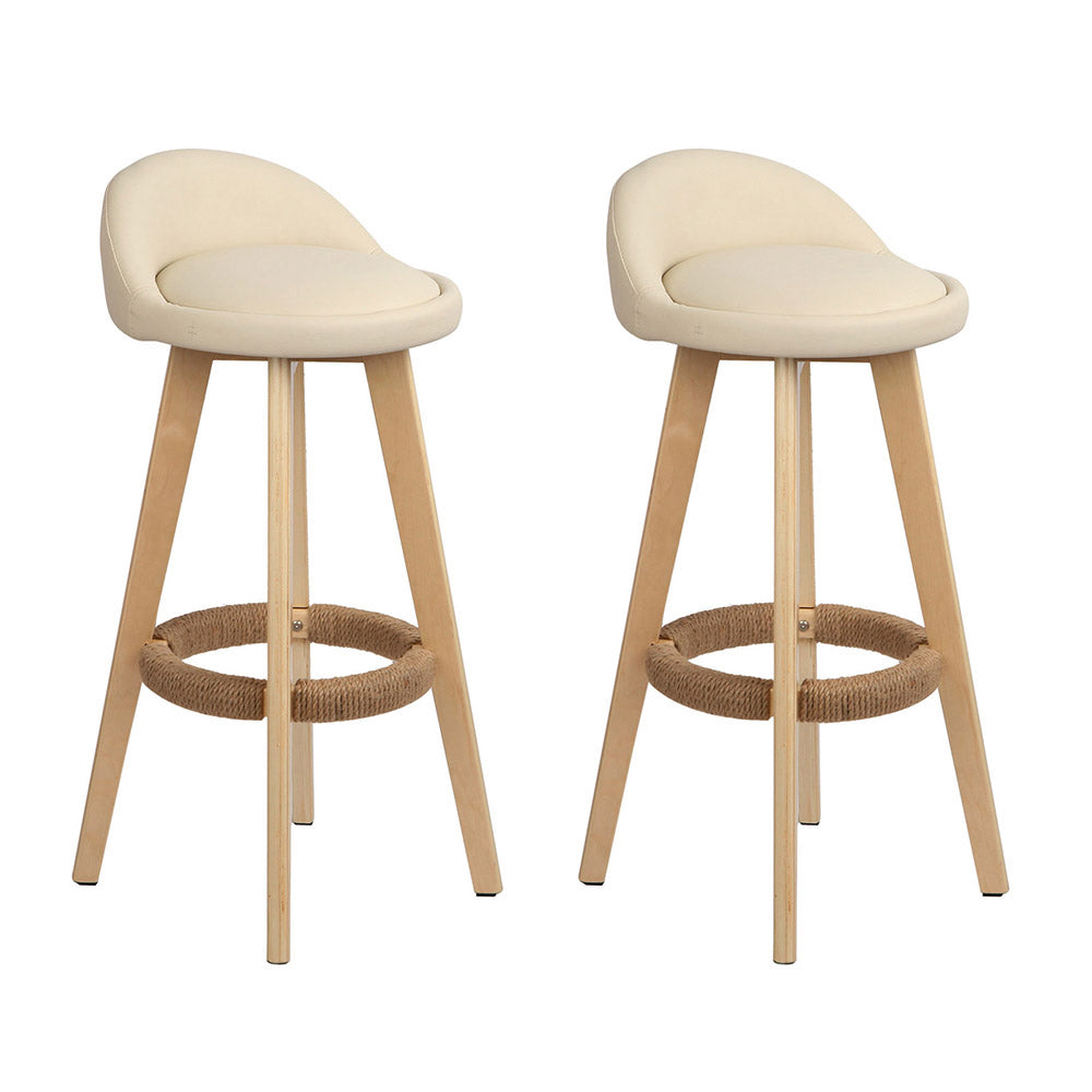 Artiss Padded Wooden Bar Stools - Set of 2