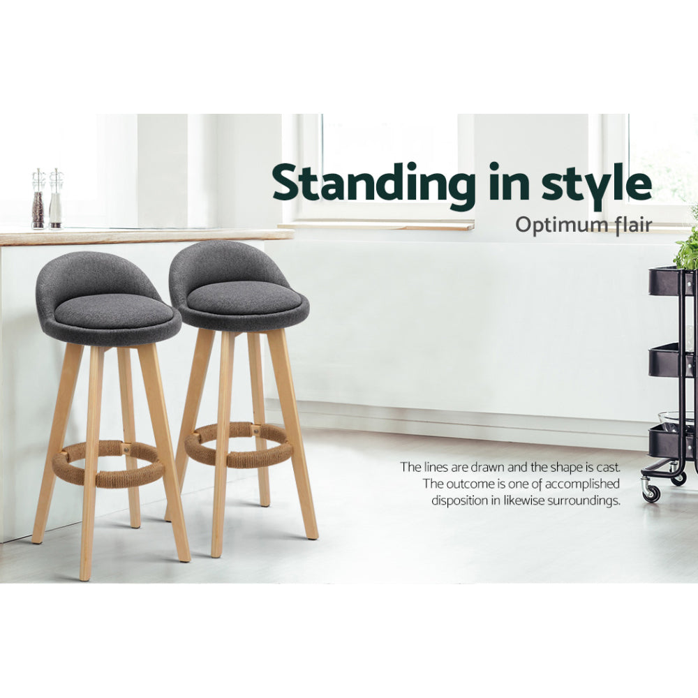 Artiss Dalvey Grey Linen Bar Stools