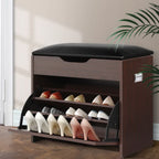 Elegant 3-Tier PU Leather Shoe Storage Bench