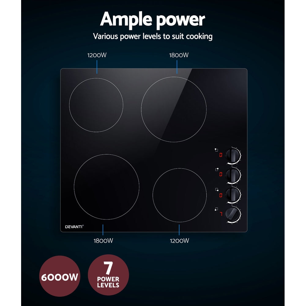 60cm Electric Ceramic Cooktop with Safety Features
