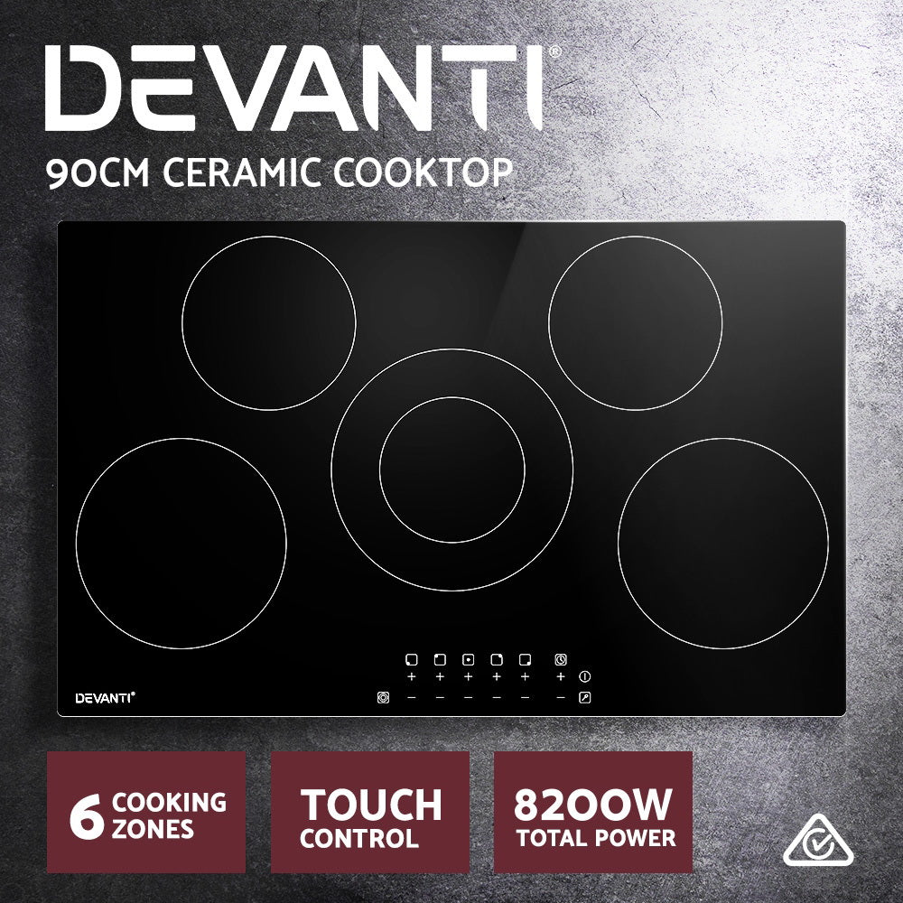 90cm Electric Ceramic Cooktop with Touch Controls