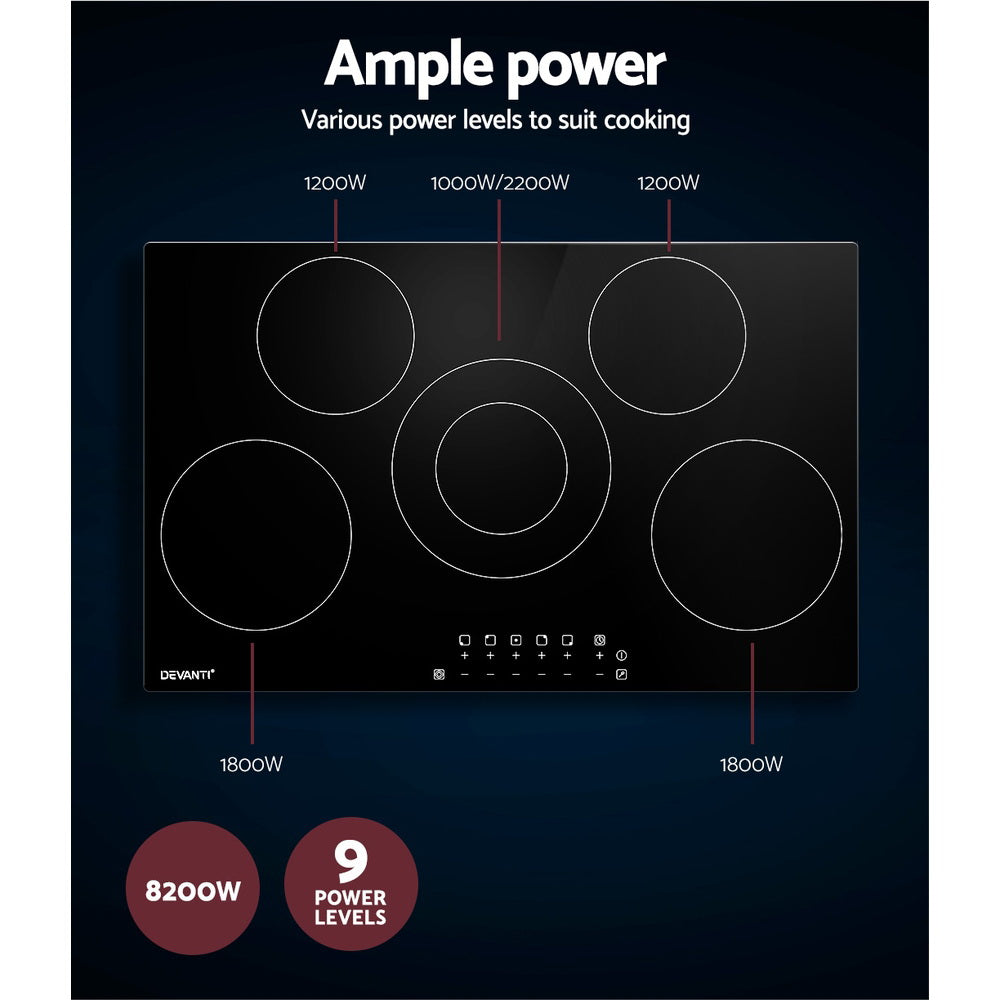 90cm Electric Ceramic Cooktop with Touch Controls
