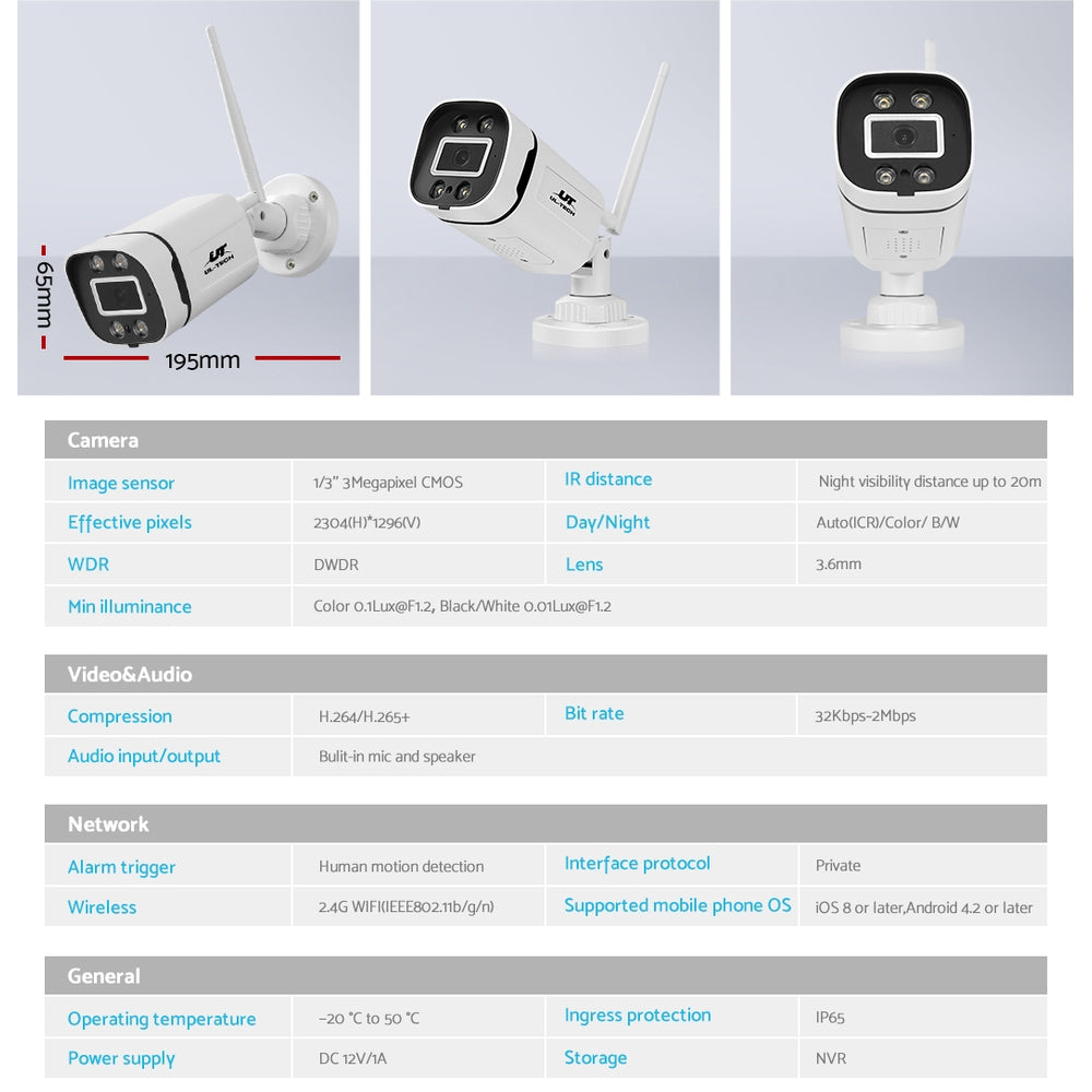 UL-tech 8CH Wireless 3MP CCTV System
