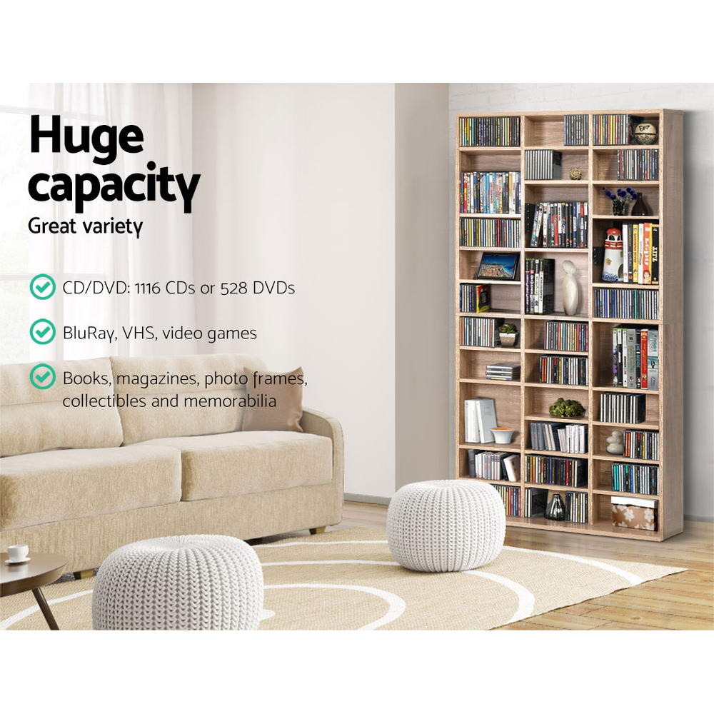 Artiss BERT Oak Bookshelf CD Storage Rack