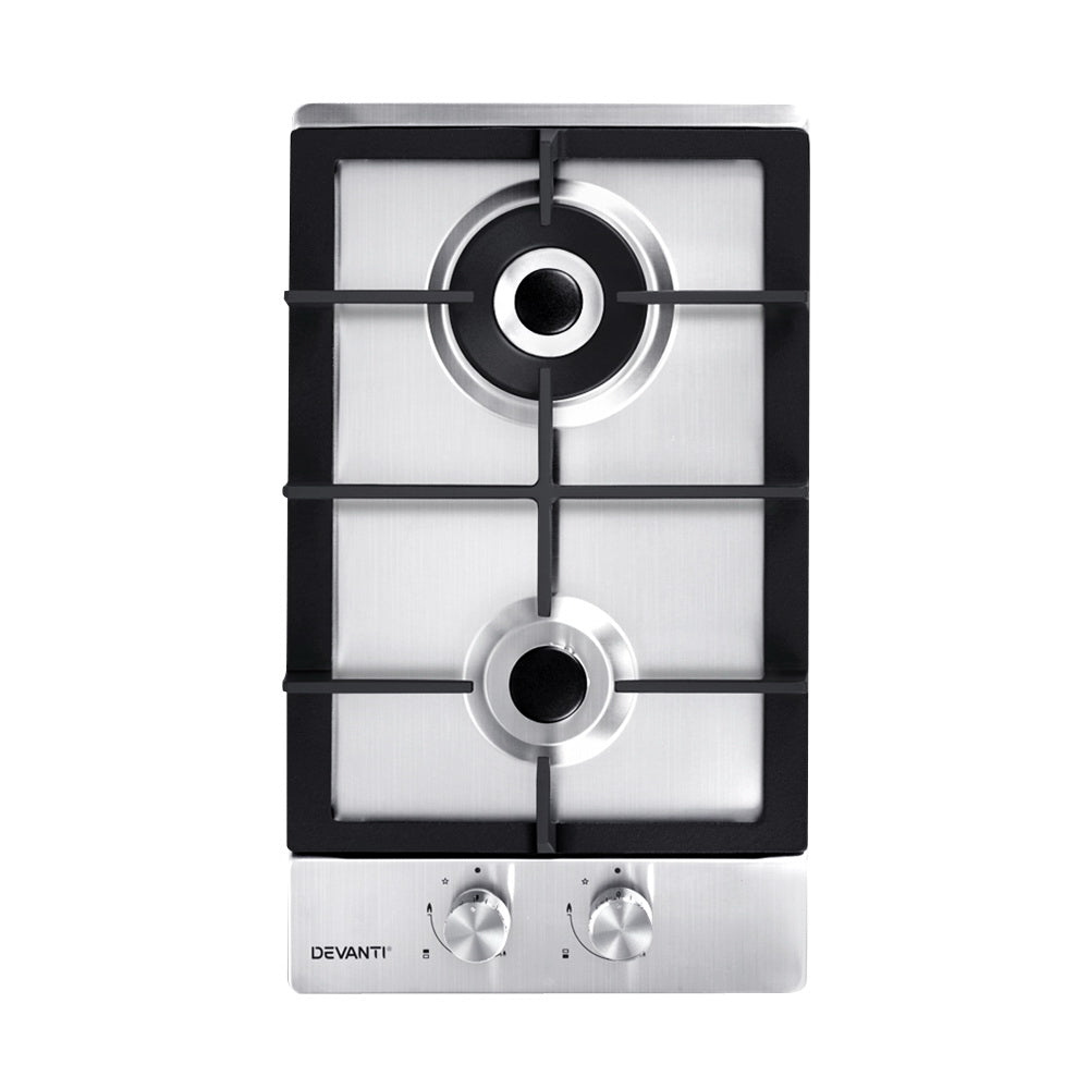 30cm 2 Burner Stainless Steel Gas Cooktop