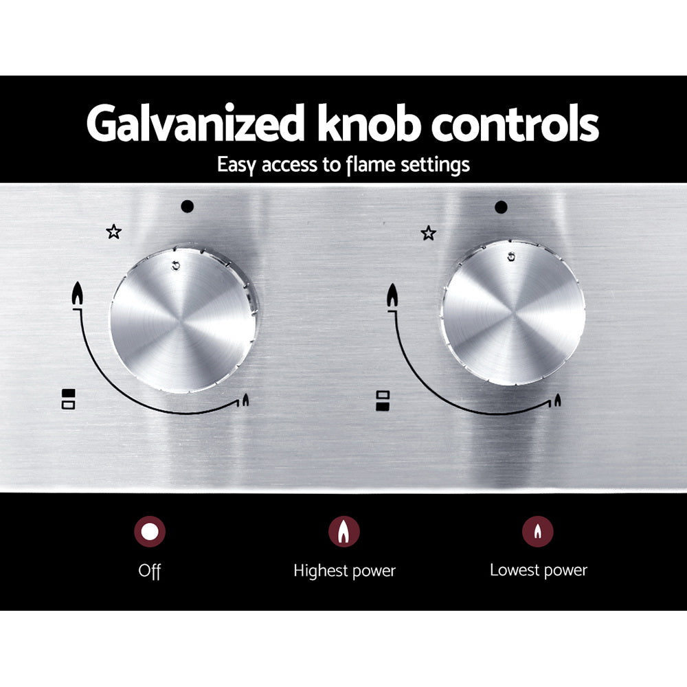 30cm 2 Burner Stainless Steel Gas Cooktop