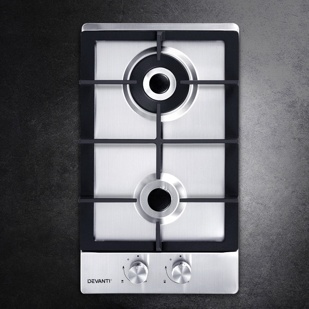 30cm 2 Burner Stainless Steel Gas Cooktop