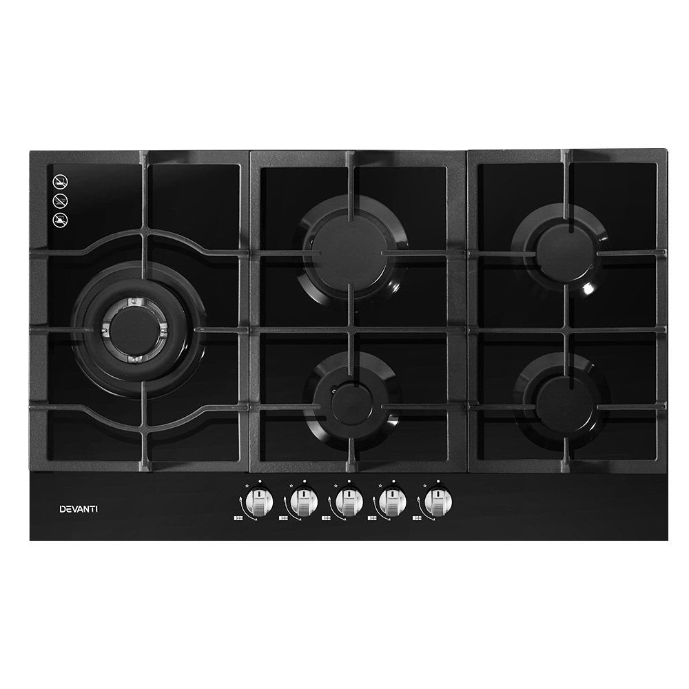 90cm 5-Burner Gas Cooktop in Black
