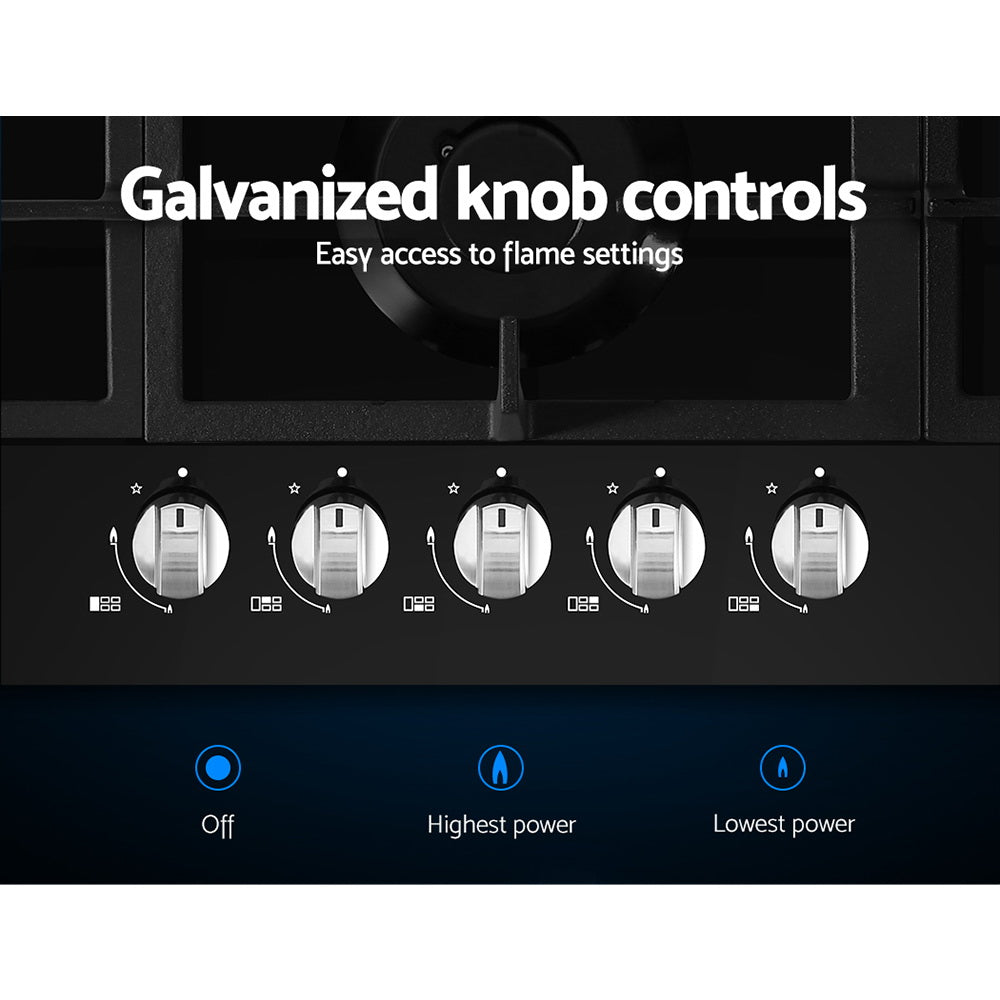 90cm 5-Burner Gas Cooktop in Black