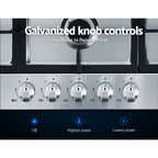 90cm 5-Burner Stainless Steel Gas Cooktop