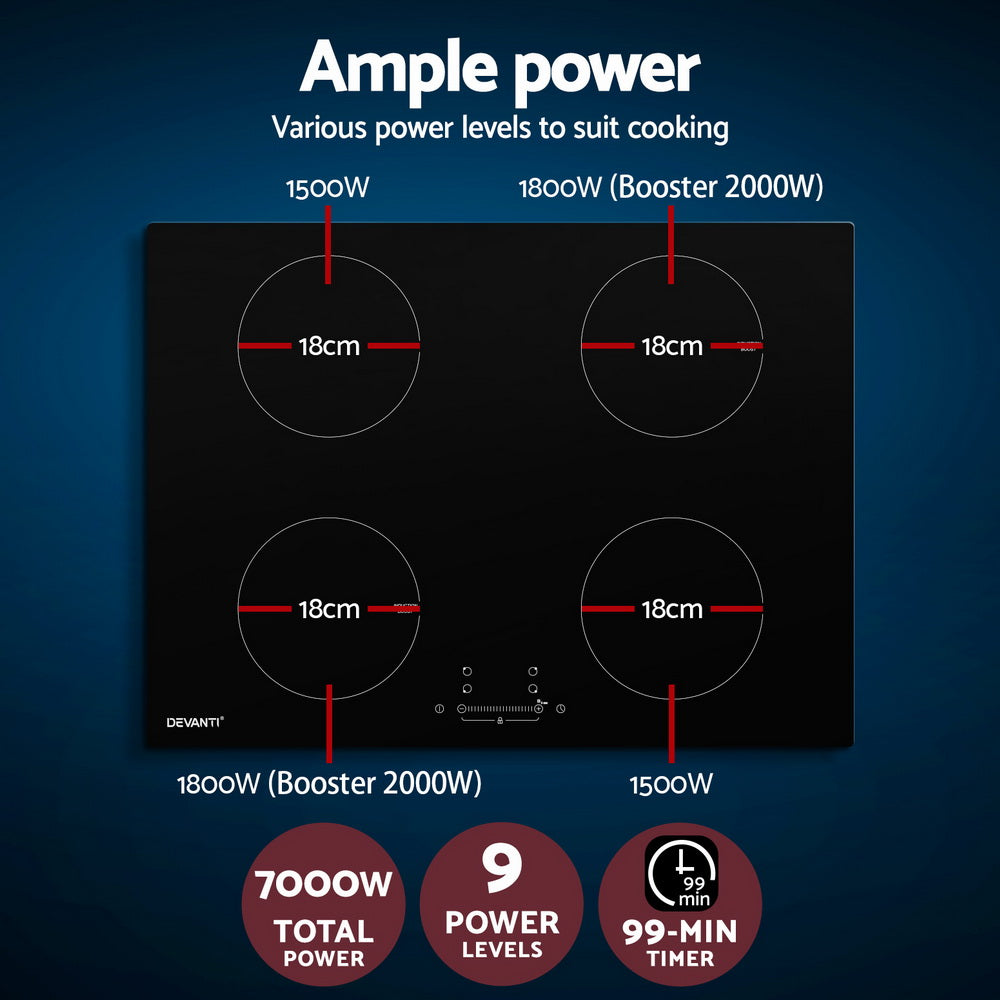 70cm 4-Zone Electric Induction Cooktop 7000W