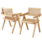 Modern Retro Rattan Dining Chair with Armrests