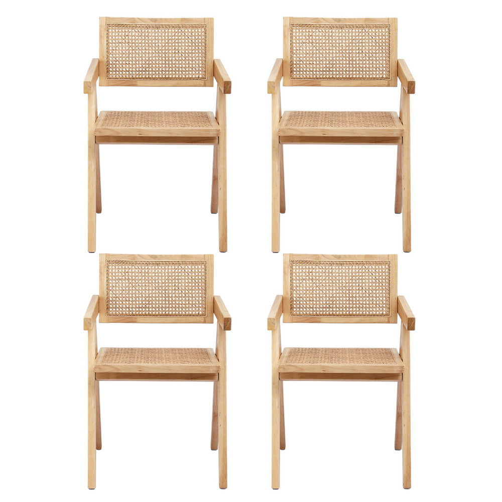Modern Retro Rattan Dining Chair with Armrests