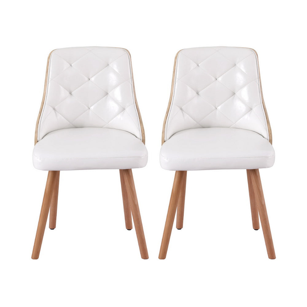 Elegant White PU Dining Chair Set of 4