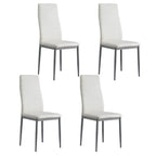 Elegant White Leather Dining Chairs Set of 4