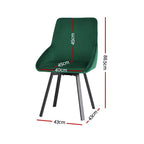 Velvet Green Swivel Dining Chairs Set of 4