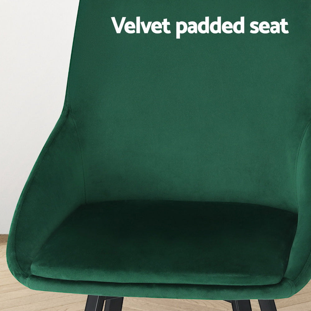 Velvet Green Swivel Dining Chairs Set of 4