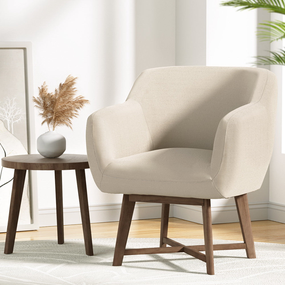 Artiss Aston Beige Tub Armchair - Modern Luxury and Comfort