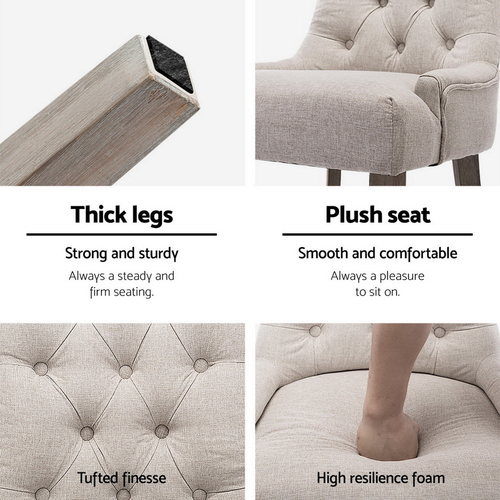 Elegant Linen French Provincial Dining Chair Set